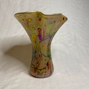 Glass Eye Studio mini ruffle vase brown iridescent
